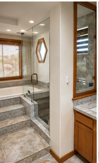 Custom Tub Glass Panel - Kauai residence - Kauai glass project